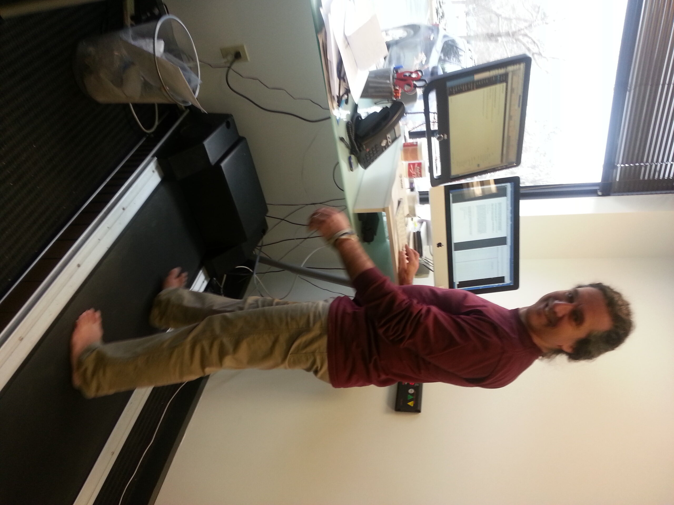 Steven Sashen, Xero Shoes CEO, at his treadmill desk
